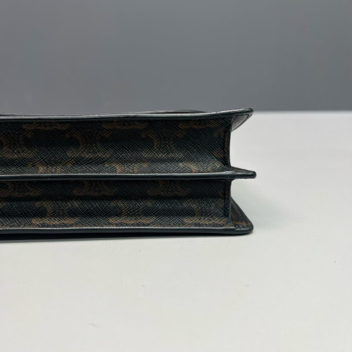 Celine Wallet On Strap Triomphe Brown Black