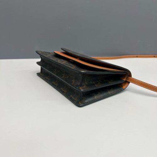 Celine Wallet On Strap Triomphe Brown Black