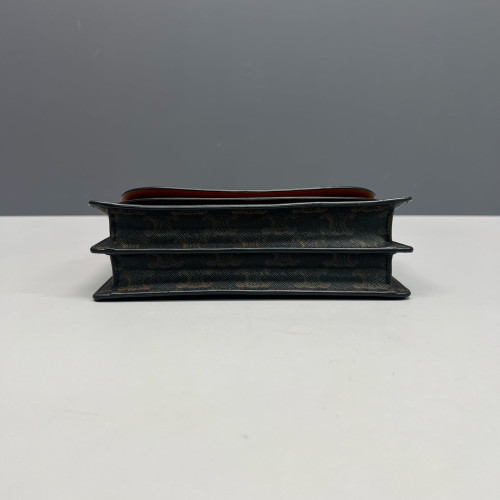 Celine Wallet On Strap Triomphe Brown Black