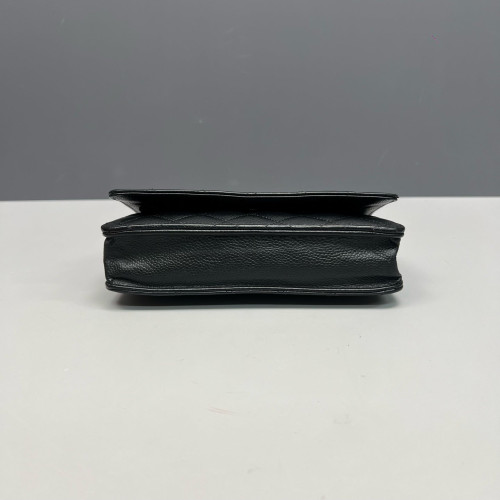 Chanel Quilted Wallet On Chain Grained Calfskin Black