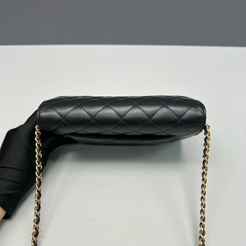 Chanel Quilted Wallet On Chain Grained Calfskin Black