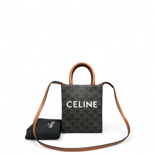 Celine Nano Vertical Cabas Triomphe Brown Black White