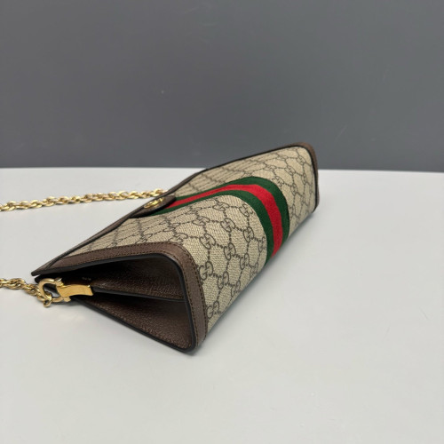 Gucci Web Small Ophidia Chain Shoulder Bag GG Supreme Monogram Calfskin Beige Brown