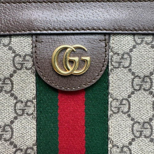 Gucci Web Small Ophidia Chain Shoulder Bag GG Supreme Monogram Calfskin Beige Brown