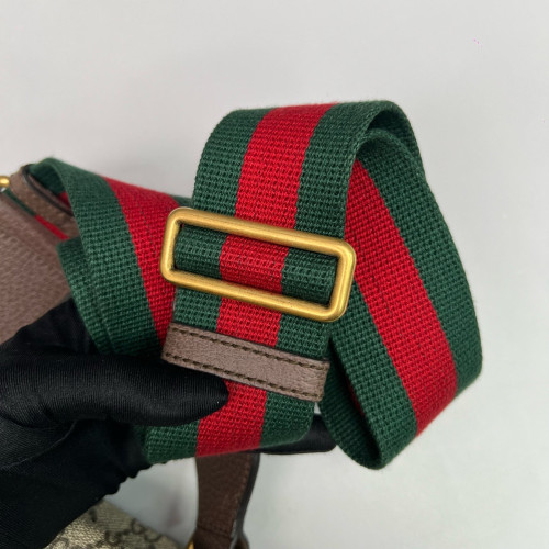 Gucci Small Neo Vintage Double Flap Messenger Bag GG Supreme Monogram Brown Green Red