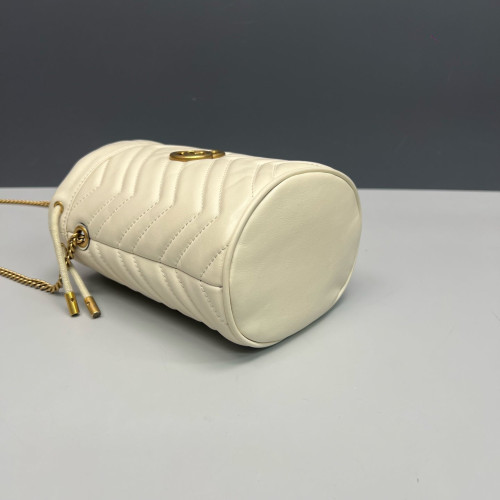 Gucci Matelasse Mini GG Marmont Bucket Bag Calfskin Pale Gold