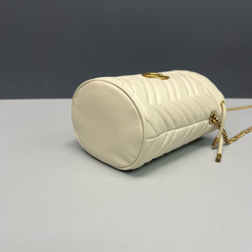 Gucci Matelasse Mini GG Marmont Bucket Bag Calfskin Pale Gold