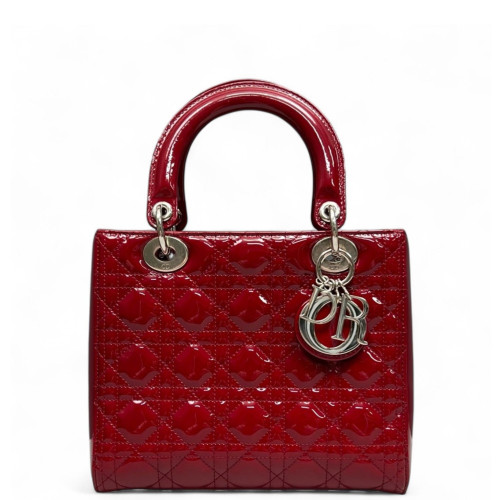 Dior Medium Lady Dior Patent Calfskin Red