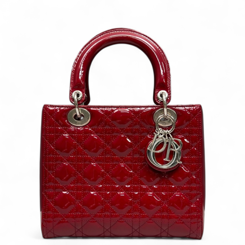 Dior Medium Lady Dior Patent Calfskin Red
