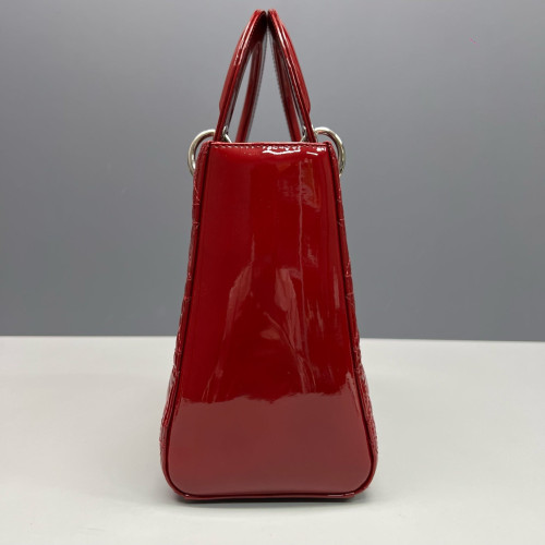 Dior Medium Lady Dior Patent Calfskin Red