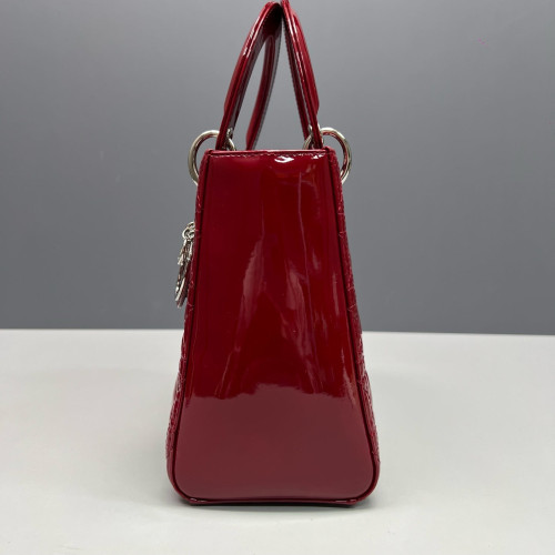 Dior Medium Lady Dior Patent Calfskin Red