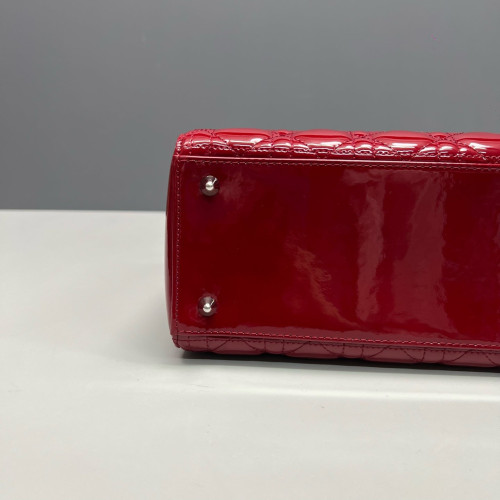 Dior Medium Lady Dior Patent Calfskin Red