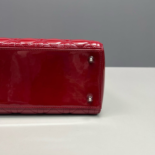 Dior Medium Lady Dior Patent Calfskin Red