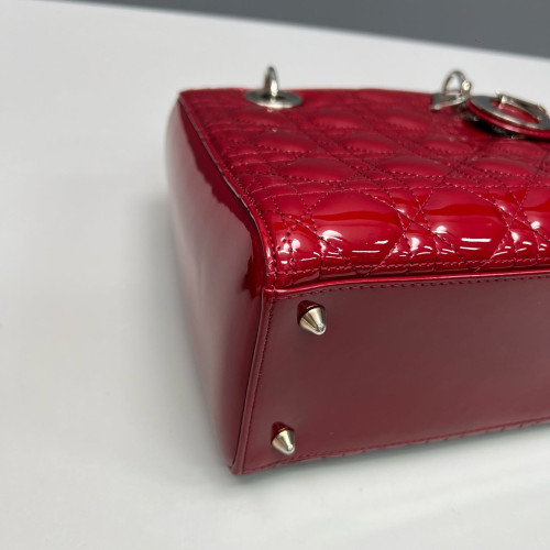 Dior Medium Lady Dior Patent Calfskin Red