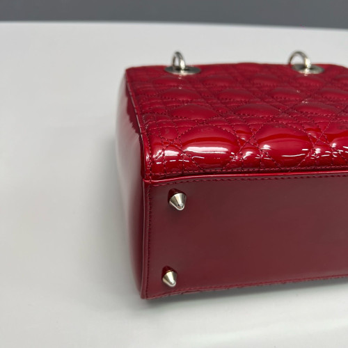 Dior Medium Lady Dior Patent Calfskin Red