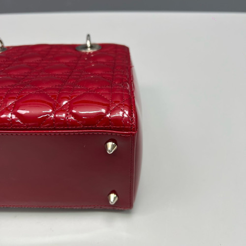 Dior Medium Lady Dior Patent Calfskin Red