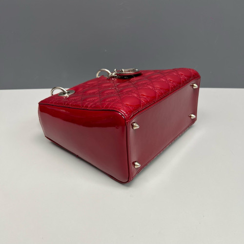 Dior Medium Lady Dior Patent Calfskin Red