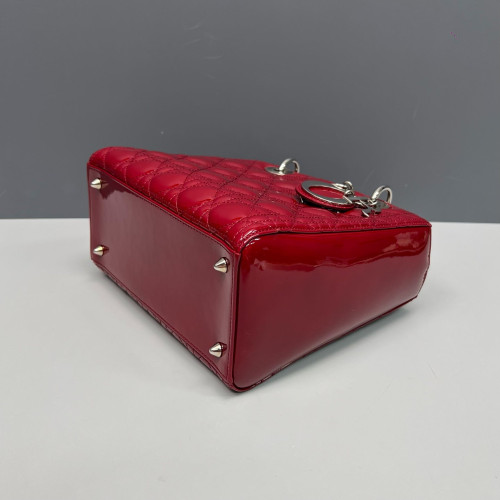 Dior Medium Lady Dior Patent Calfskin Red