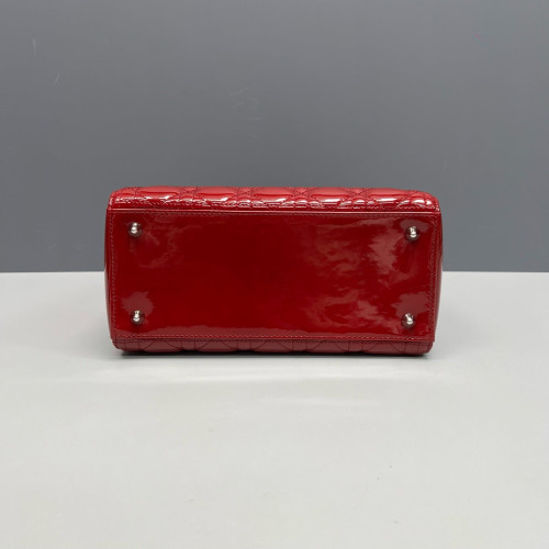 Dior Medium Lady Dior Patent Calfskin Red