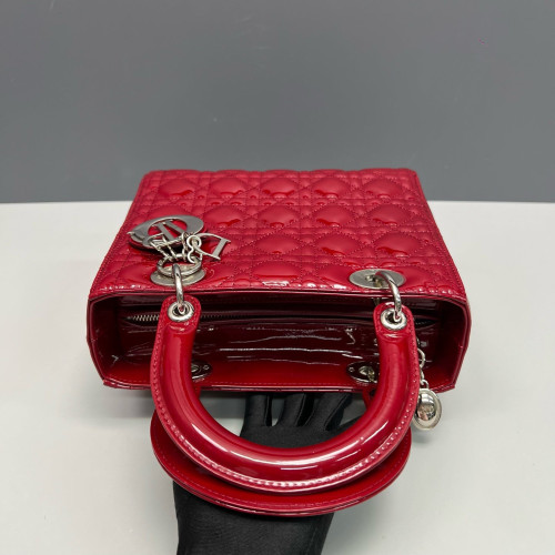 Dior Medium Lady Dior Patent Calfskin Red