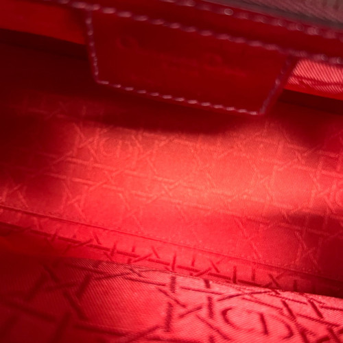 Dior Medium Lady Dior Patent Calfskin Red