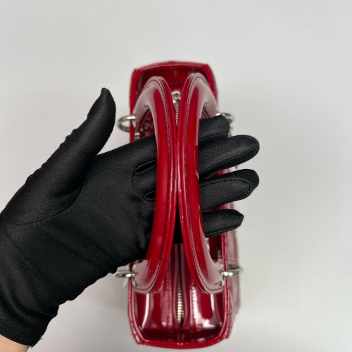 Dior Medium Lady Dior Patent Calfskin Red