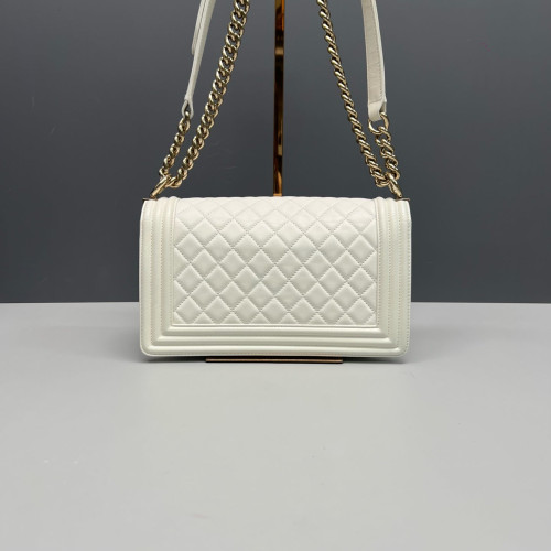 Chanel Quilted Medium Boy Flap Calfskin White