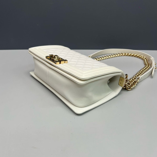 Chanel Quilted Medium Boy Flap Calfskin White
