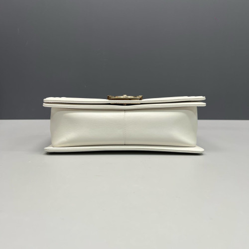 Chanel Quilted Medium Boy Flap Calfskin White