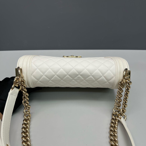 Chanel Quilted Medium Boy Flap Calfskin White