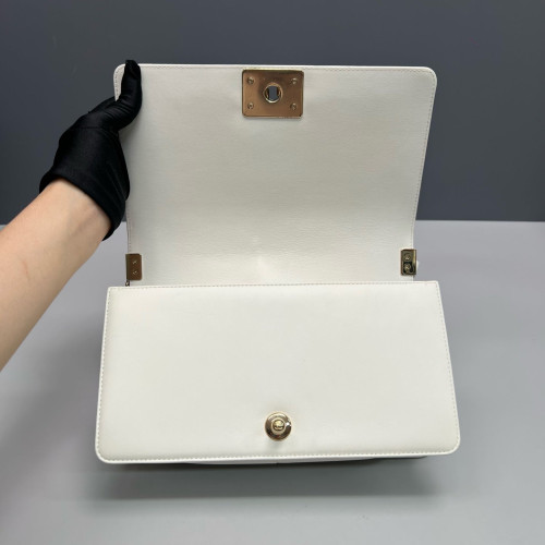 Chanel Quilted Medium Boy Flap Calfskin White