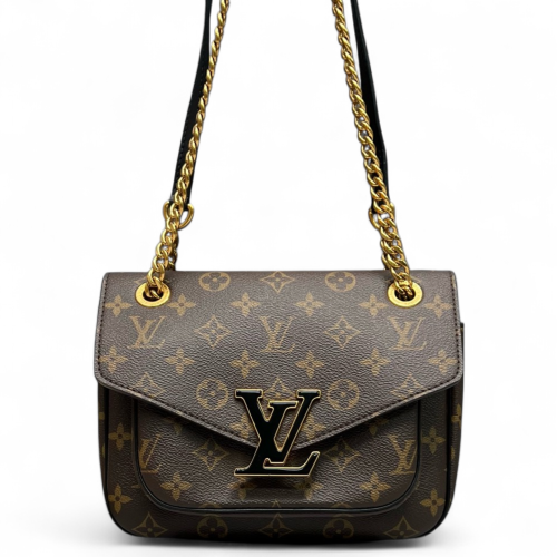 Louis Vuitton Passy Chain Shoulder Bag Monogram Brown