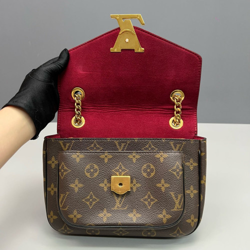 Louis Vuitton Passy Chain Shoulder Bag Monogram Brown