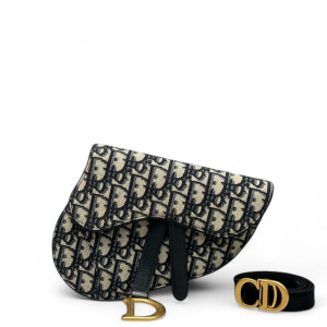Dior Saddle Belt Pouch Oblique Beige Navy Black