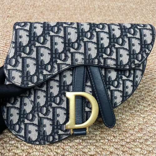 Dior Saddle Belt Pouch Oblique Beige Navy Black