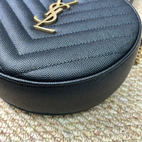 Yves Saint Laurent Vinyle Round Camera Bag Shiny Caviar Calfskin Black