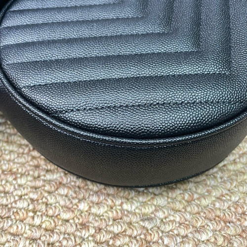Yves Saint Laurent Vinyle Round Camera Bag Shiny Caviar Calfskin Black