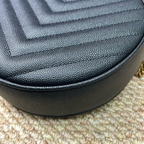 Yves Saint Laurent Vinyle Round Camera Bag Shiny Caviar Calfskin Black