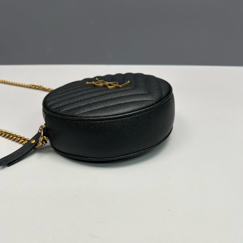 Yves Saint Laurent Vinyle Round Camera Bag Shiny Caviar Calfskin Black