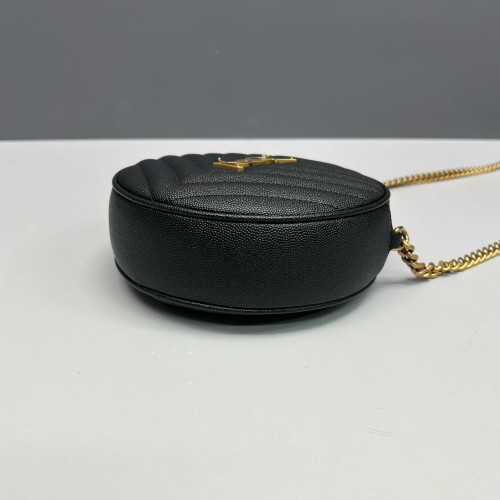 Yves Saint Laurent Vinyle Round Camera Bag Shiny Caviar Calfskin Black