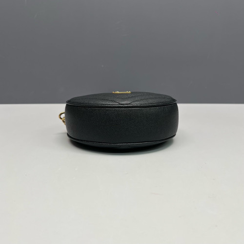 Yves Saint Laurent Vinyle Round Camera Bag Shiny Caviar Calfskin Black