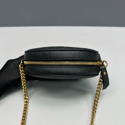 Yves Saint Laurent Vinyle Round Camera Bag Shiny Caviar Calfskin Black