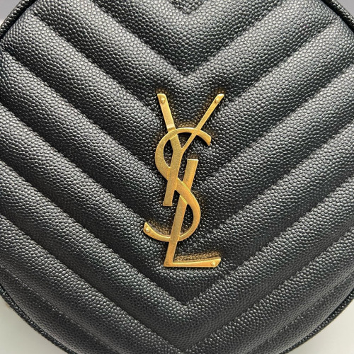 Yves Saint Laurent Vinyle Round Camera Bag Shiny Caviar Calfskin Black