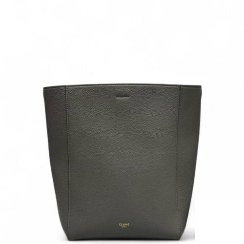 Celine Sangle Small Bucket Bag Grained Calfskin Grey