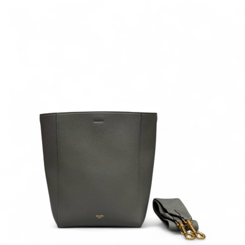 Celine Sangle Small Bucket Bag Grained Calfskin Grey