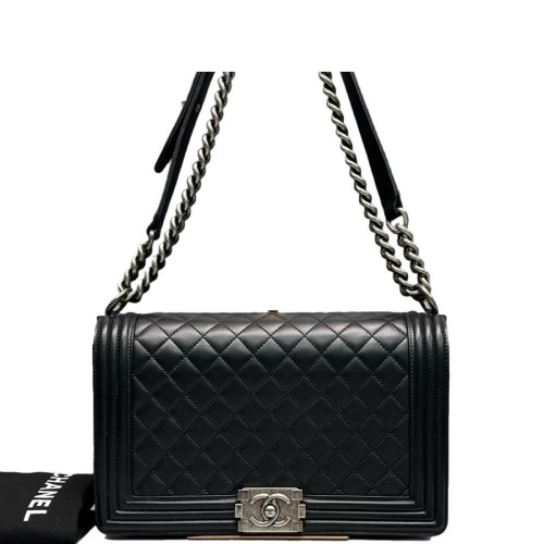 Chanel Quilted New Medium Boy Flap Calfskin Black Chanel Quilted New Medium Boy Flap Calfskin Black