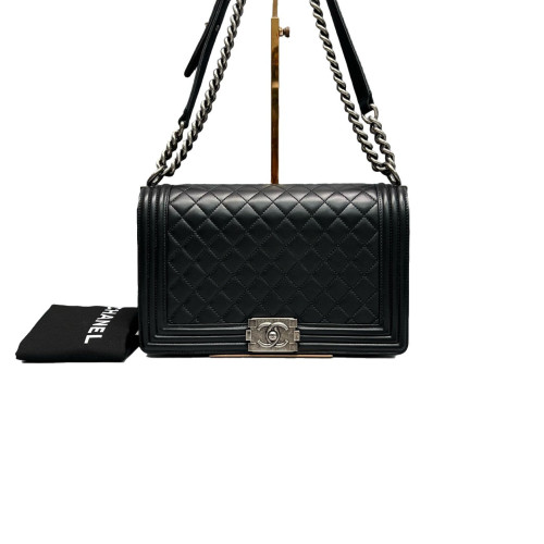 Chanel Quilted New Medium Boy Flap Calfskin Black Chanel Quilted New Medium Boy Flap Calfskin Black
