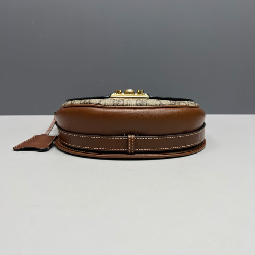 Gucci Saddle Bag GG Supreme Monogram Calfskin Black Brown