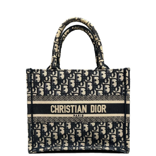 Dior Small Book Tote Oblique Navy Beige Black