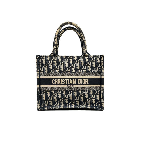 Dior Small Book Tote Oblique Navy Beige Black